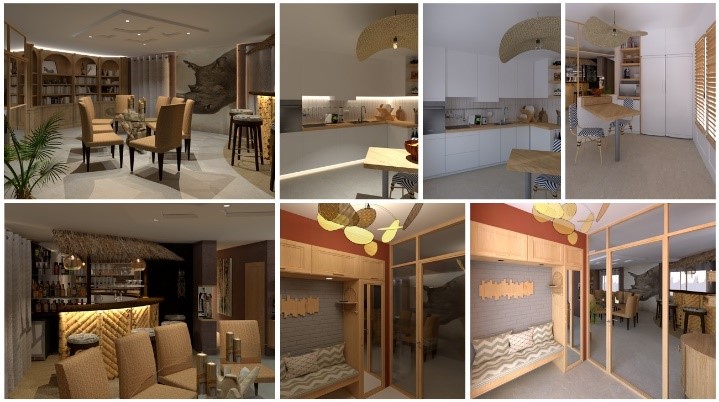 Projet de rénovatin d'une cuisine et salon, rendu 3D